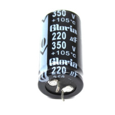 Electrolytic Capacitor; 220uF; 350V; Ø0.984x1.811Inch; Ø25x46mm  
