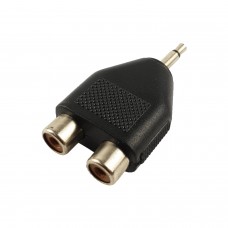 Plug Jack Adapter 3.5 Mono male to 2x Plug RCA female - Black