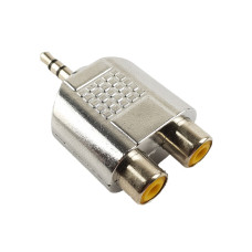 Plug Jack Adapter 3.5 STEREO male to 2x Plug RCA female - Silver