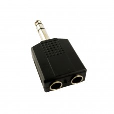 Plug Jack Adapter 6.3 STEREO male to 2x Plug Jack Adapter 6.3 STEREO female - Black