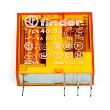 FINDER  40.52.7.024.0000  General Purpose Relay, 40 Series, Power, DPDT, 24 VDC, 8 A
