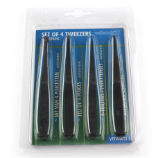 Set of 4 tweezers antistatic