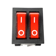 Double toggle switch ON-OFF 230VAC 15A Red