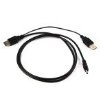 Cable USB Y 2.0; USB A plug x2,USB B mini plug; 1m; black;