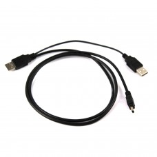 Cable USB Y 2.0; USB A plug x2,USB B mini plug; 1m; black;