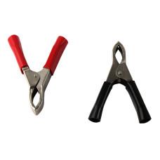 Set of 2 crocodile clips; Black and Red; 80 cm