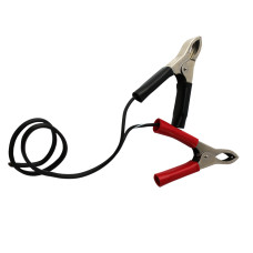 Set of 2 crocodile clips (80 cm each) with wire (14 cm); Black and Red;