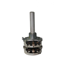 Potentiometer; Dual-Gang; 47K Ohm; Single Turn; Linear; Rotary; Metal Shaft; THT; 